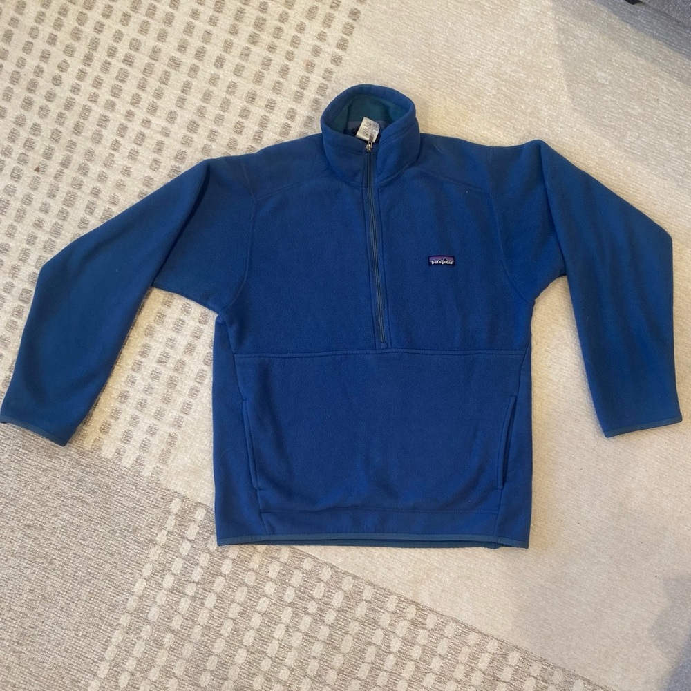 Patagonia Quarter Zip Fleece, Blue, Mens Medium